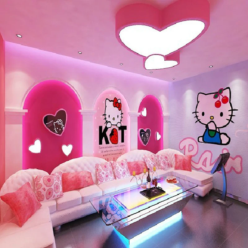 Hellokitty Wallpaper Bedroom Wall Non Woven Wallpaper Mural