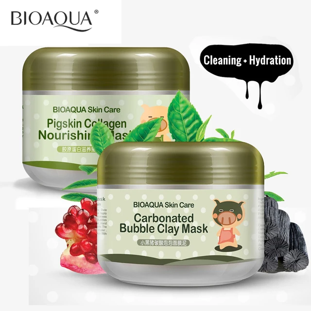 2PCS/Lot BIOAQUA Carbonated Bubble Clay Mask Pigskin Collagen