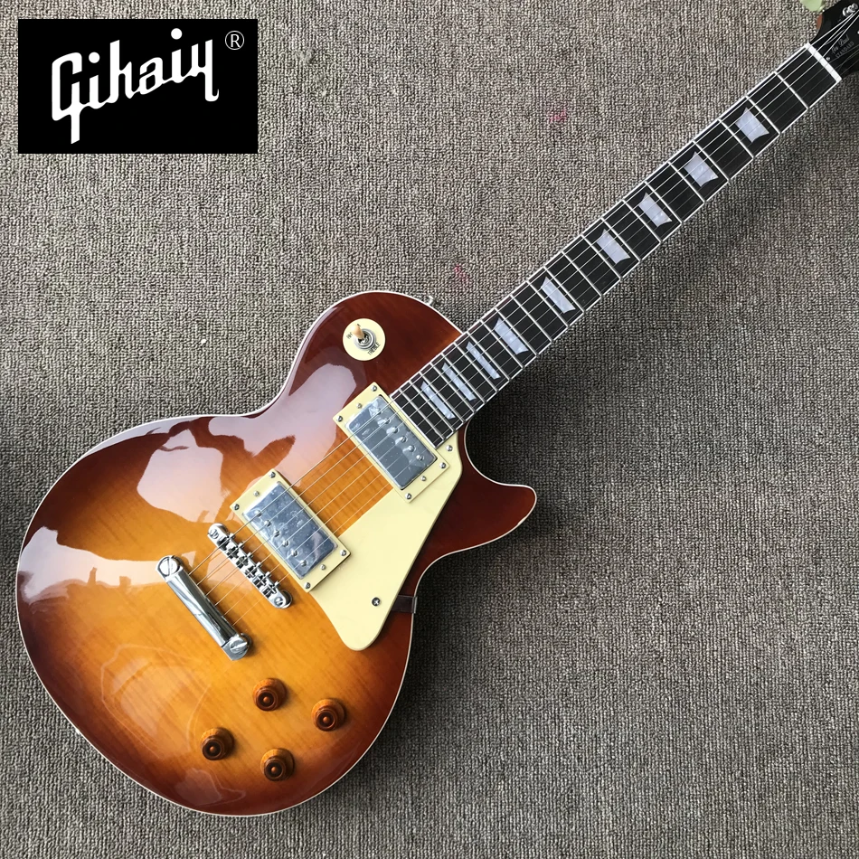 

High quality hand-made electric guitar, dark sunburst maple top electric guitar with Rosewood Fingerboard, free shipping