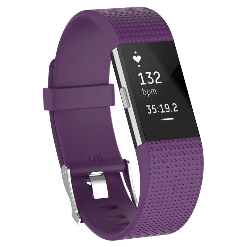 Сменный силиконовый ремешок для часов, браслет для Fitbit Charge 2, спортивные Смарт-часы, черный, белый ремешок для часов, ремешок для Fitbit 2 - Цвет: Purple