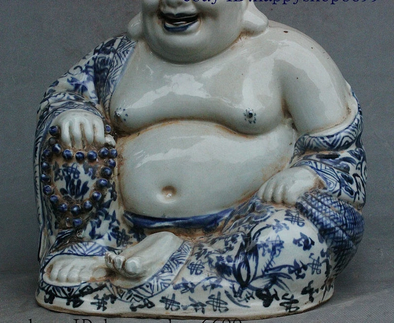 Старый китайский храм Qing Dyasnty фарфоровая статуя богатства милосердия Бог Майтрея