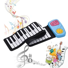 Силиконовый 49-клавиши пианино кремния электропианино клавиатура наматывания пианино Встроенный динамик с стикер с рисунком из мультфильма для Для детей