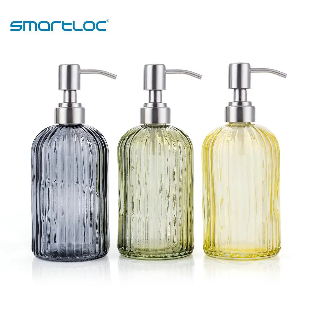 

Smartloc 600ml Glass Hand liquid Soap Dispenser Pump Shampoo Bottle Shower Gel Storage Box Kitchen Sink Bathroom Accessories Set