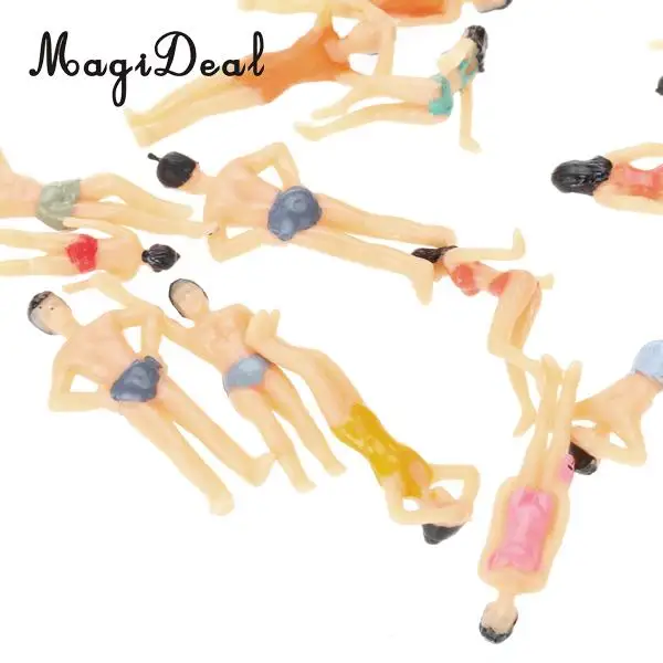 MagiDeal 20Pcs 1/50 Scale Painted Model Beach Standing Seated People Figures for Sea Building Models Layout Room Desk Decor Toy