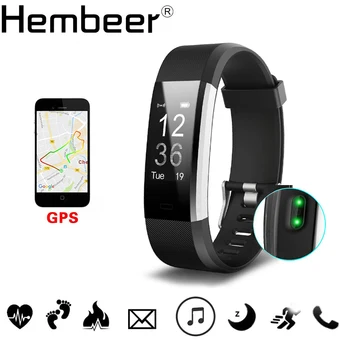 

Hembeer H115HR PLUS GPS Smart Bracelet Heart Rate Monitor Fitness Tracker Step Counter Activity Band Alarm Clock pk fitbits