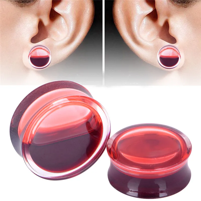 1 pair Red Liquid Blood Ear Gauges Acrylic Ear Plug Earrings Gauges