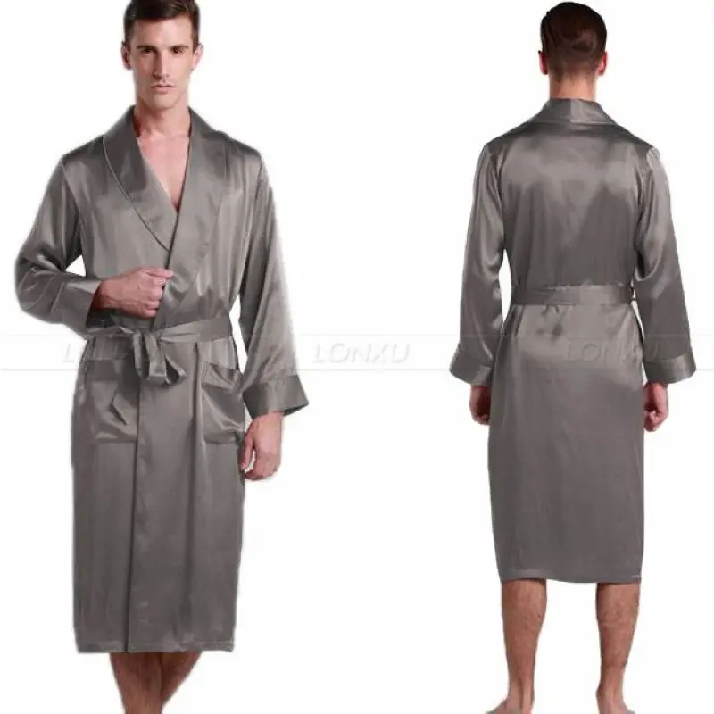 Мужская шелковая атласная пижама, Пижама, халат, халат, ночная рубашка, домашняя одежда США, M, L, XL, 2XL, 3XL плюс_ 5 цветов