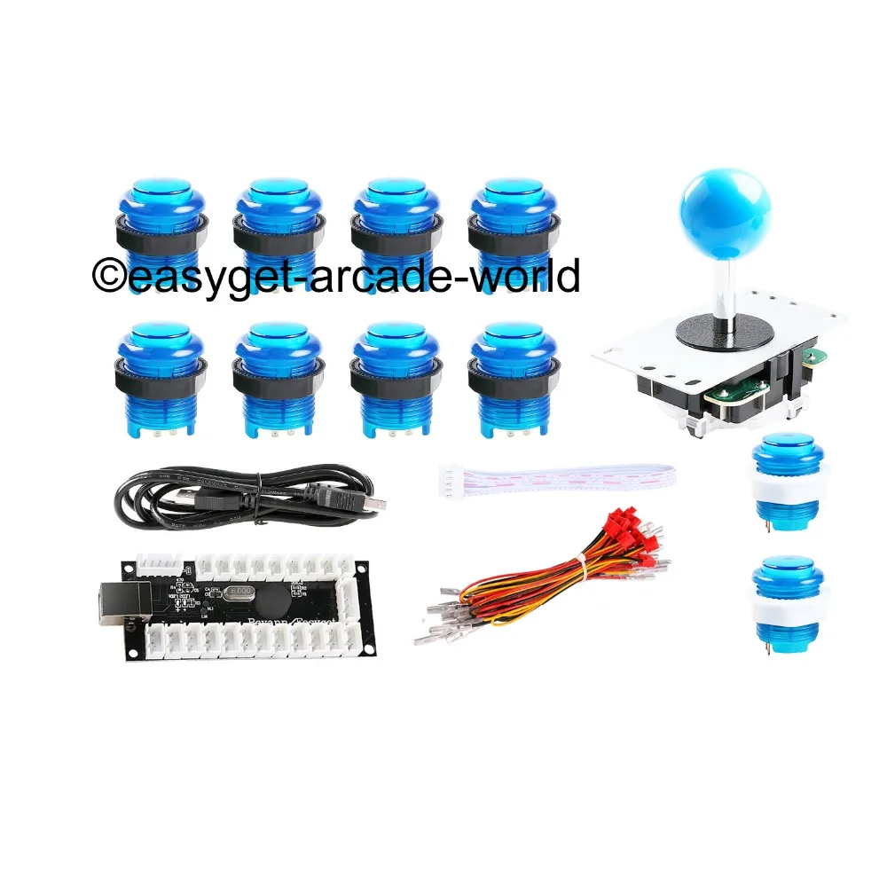 50x DIY Arcade Spiel Ersatz Kit USB Encoder 32mm LED Tasten Knöpfe Joystick 