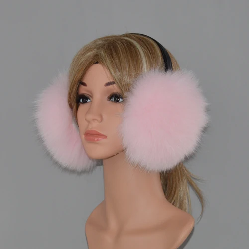 pink Зимние женские натуральный мех лисы наушники женские теплые мягкие плюшевые меховые наушники с лисьим мехом русские теплые меховые наушники для девочек из натуральной лисы - Цвет: pink