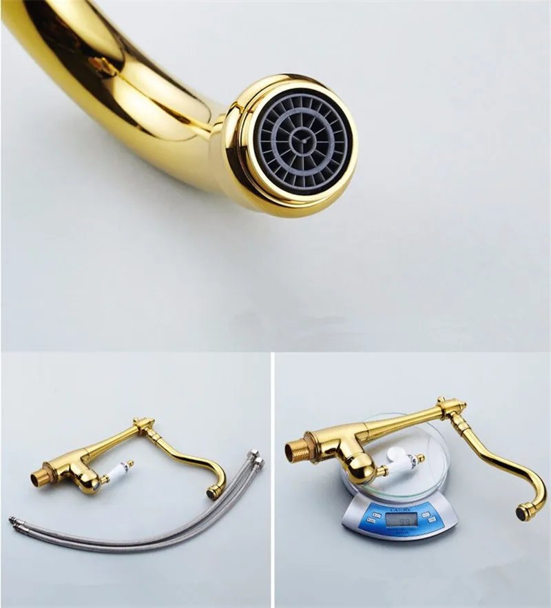 Kitchen Faucets Brass Hot and Cold Sink Mixer Tap Ceramic Handle Rotating Water Crane Mixer Faucet Golden/Chrome Kitchen Faucet Kitchen Faucets Brass Hot and Cold Sink Mixer Tap Ceramic Handle Rotating Water Crane Mixer Faucet Golden/Chrome Kitchen Faucet