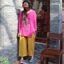 Johnature повседневные топы с v-образным вырезом летние женские Необычные одноцветные Длинные футболки с рукавом три четверти