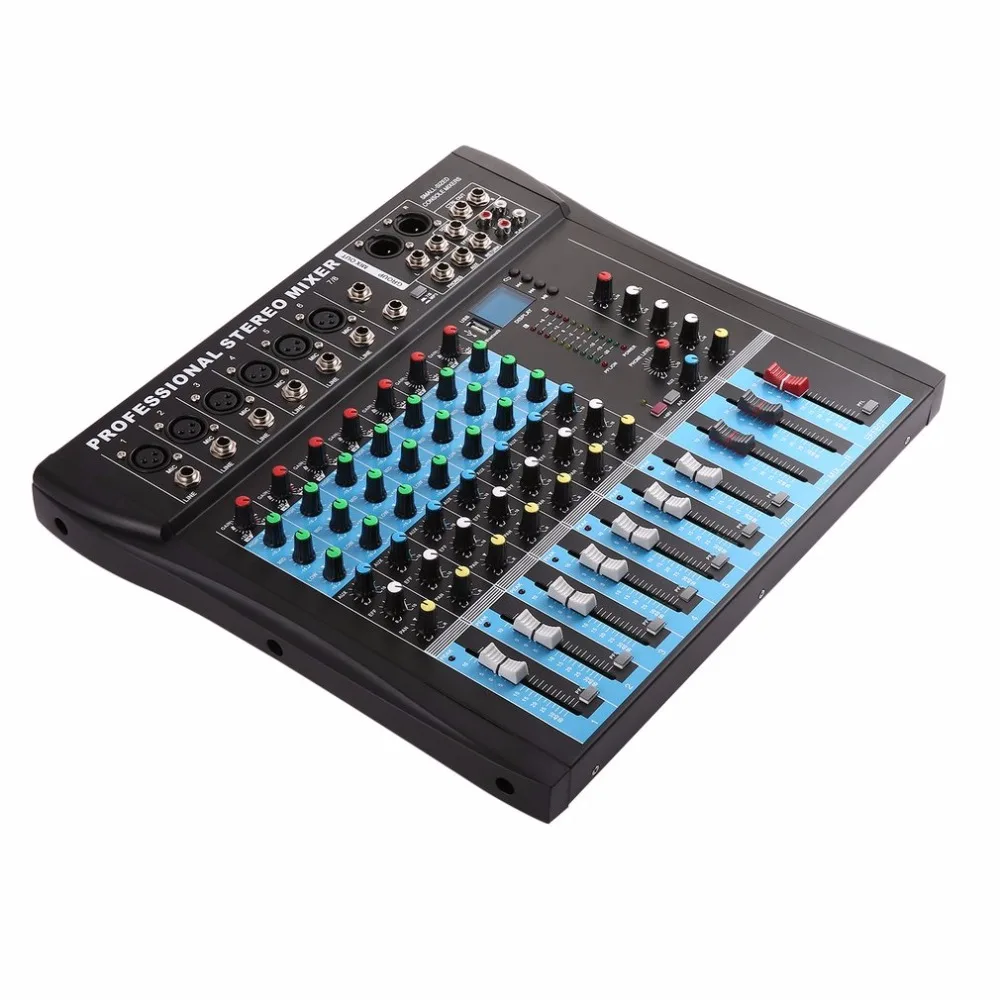 CT8 8 Channel Professional Stereo Mixer Live USB Studio Audio Sound Console Network Anchor Device Vocal Effect Processor