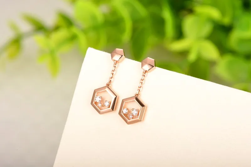 ZOCAI Новое поступление мотаться соты серии Real 0,06 кт Бриллиантовое Earrings18K розовое золото JBE90224T