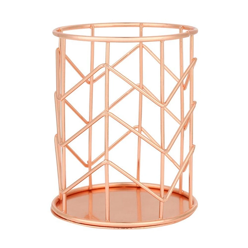 

Pen Holder, Makeup Brush Holder Wire iron Pencil Holder Desk Accessories Rose gold