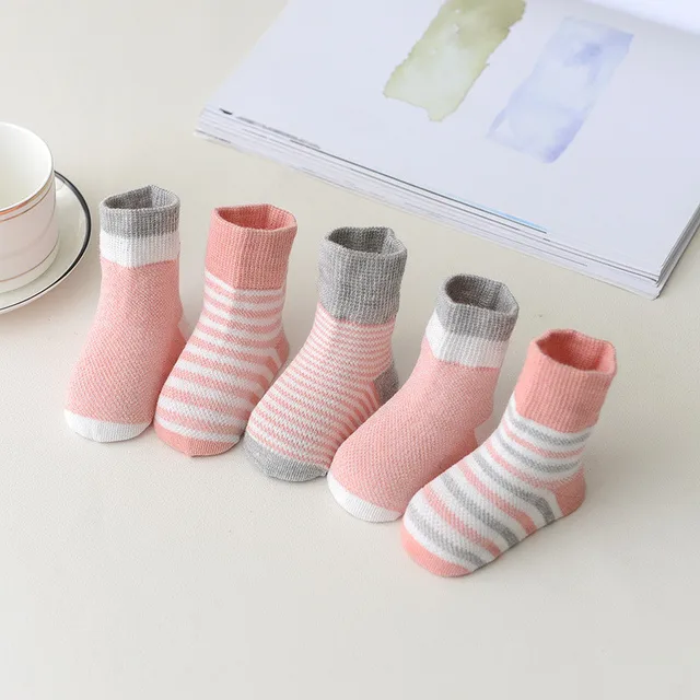 SFW 031 5PCS Striated Cartoon Cute Children Socks / Candy Color Cotton