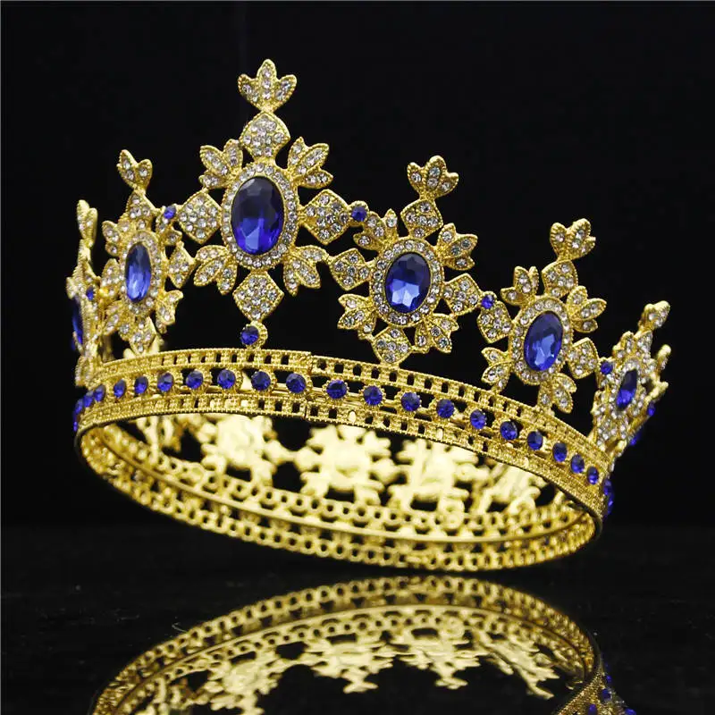 

Luxury Royal King Wedding Crown Bride tiaras and Crowns Queen Hair Jewelry Crystal Diadem Prom Headdress Head accessorie Pageant