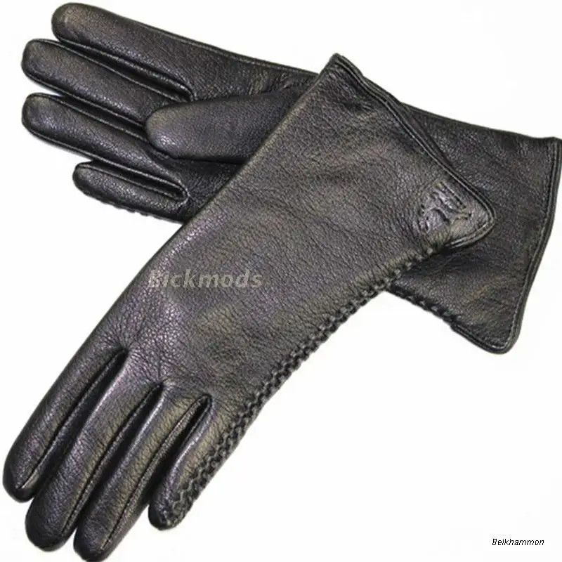 Женские кожаные перчатки Guantes Eldiven теплые осенне зимние с бархатной подкладкой и