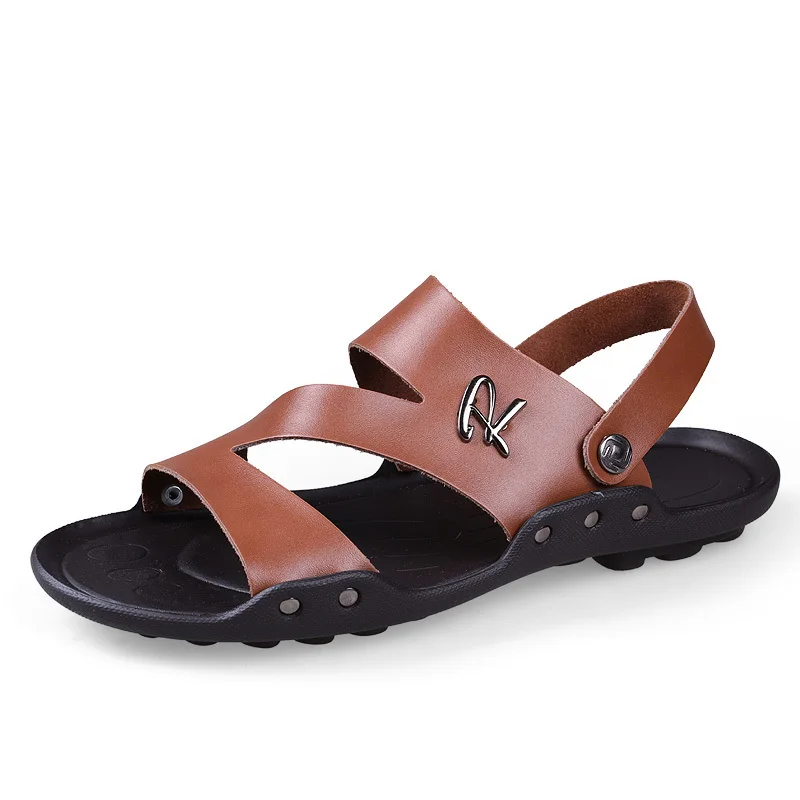 

Plus size genuine leather men sandals 2015 new casual handmade top quality summer shoes for man