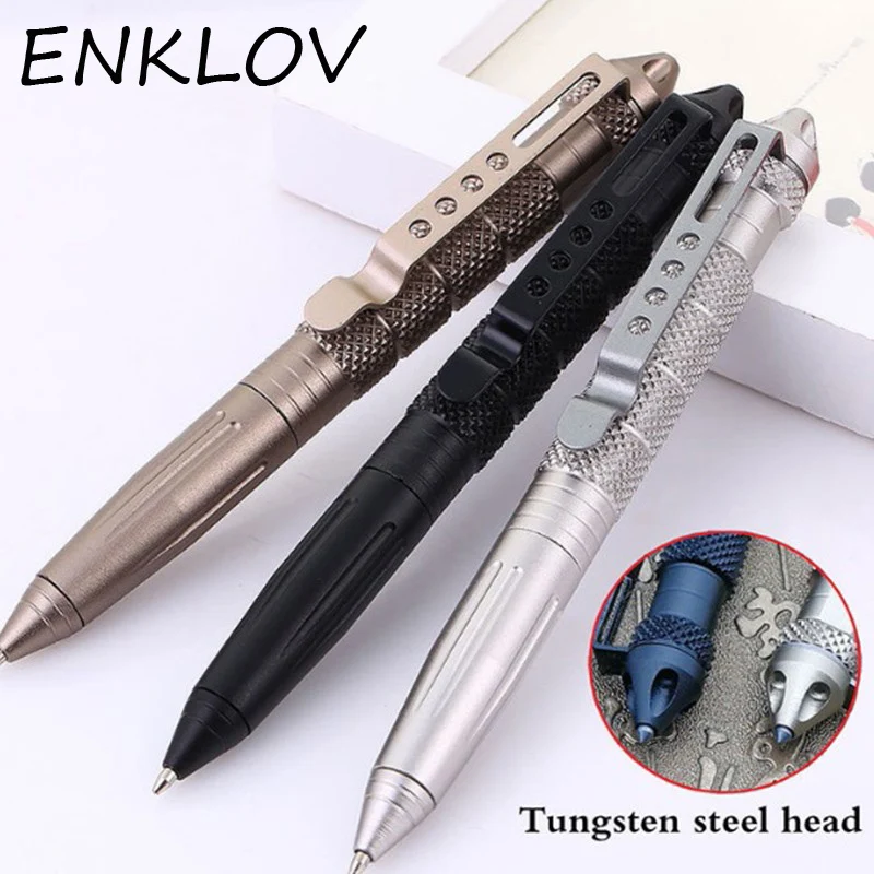 

ENKLOV New Portable Tactical Pen Self Defense EDC Tool Aviation Aluminum Anti-skid Pen Women Anti-wolf l Safe Survival Tactical