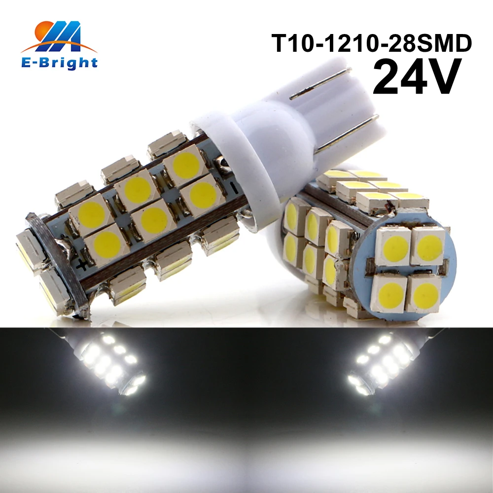 

4 pcs 24V T10 led White 1210 28 SMD Led Bulbs Car Door Side Marker Lights Clearance Lights 194 927 161 168 W5W