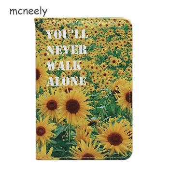 

Mcneely Luxury PU Leather Passport Cover Beautiful Sunflower Travel Business Card Pouch Passport Case ID Card Passport Holder