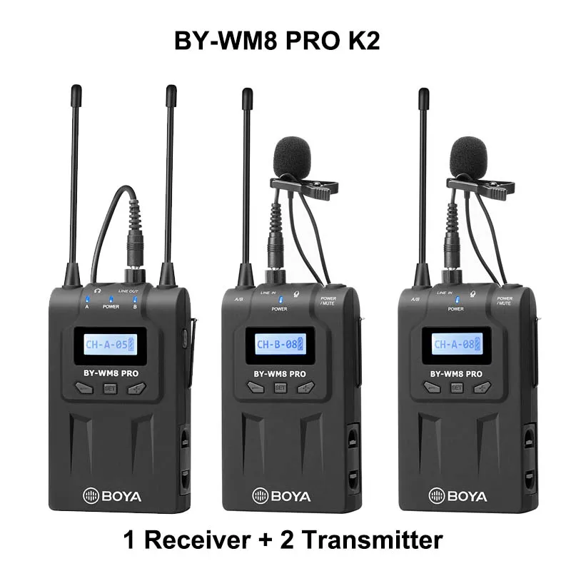 BOYA BY-WM8 Pro-K2 UHF Беспроводной двухканальный петличный микрофон система для DSLR камеры видеокамеры смартфон интервью ENG EFP