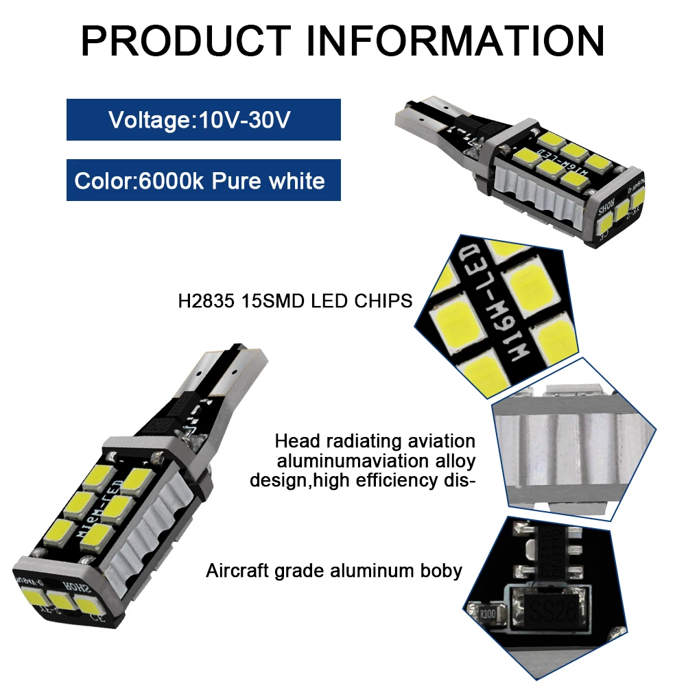 Современный автомобиль 2x T10 светодиодный T15 15 Светодиодный 2835 smd Автомобильные