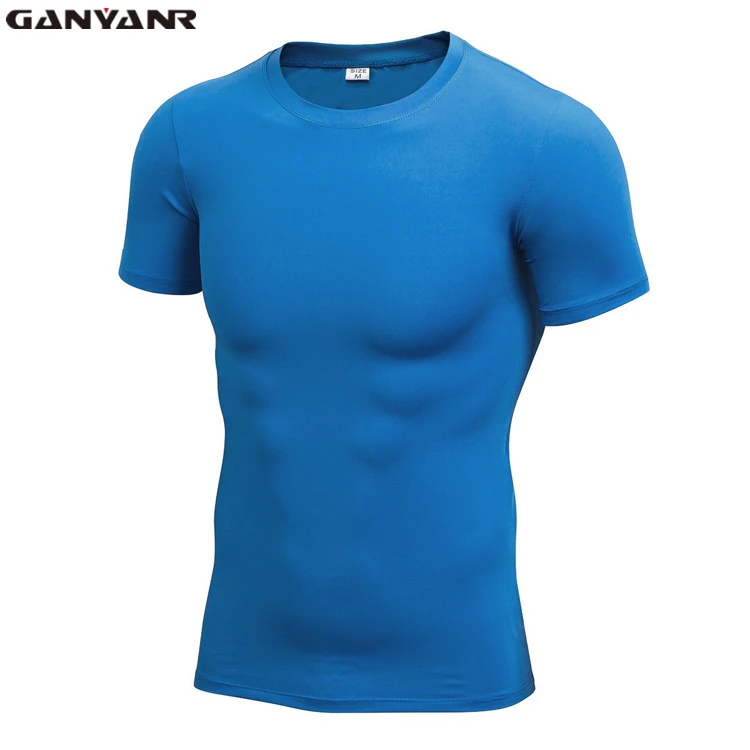 

GANYANR Brand Compression T Shirt Short Sleeve Man Training Tights Running Tee Sports Undershirt Fitness Dry Fit Bodybuilding