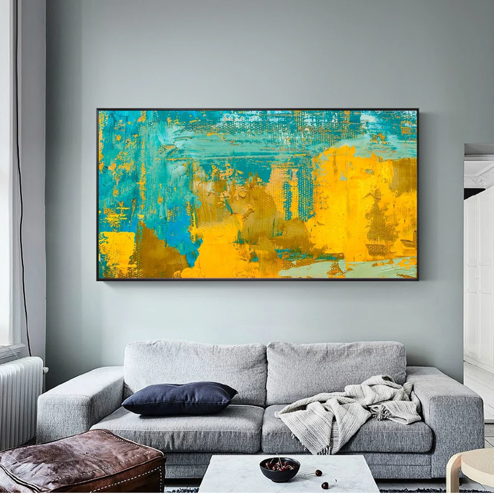 aleación Ver a través de Universidad Arte abstracto para pared, impresiones decorativas en lienzo de Color  dorado y turquesa, pintura artística en lienzo, imagen abstracta para pared  de sala de estar|Pintura y caligrafía| - AliExpress