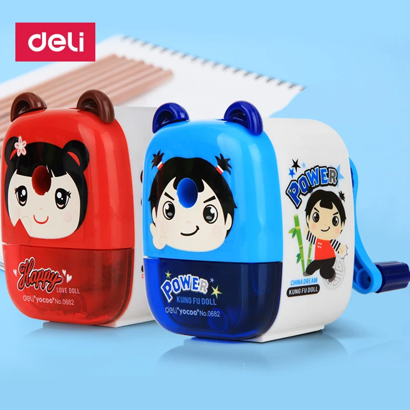 

Deli 0682 Pencil Sharpener Cartoon Student Pencil Sharpener Office Supplies Student Hand Turning Pencil Sharpener