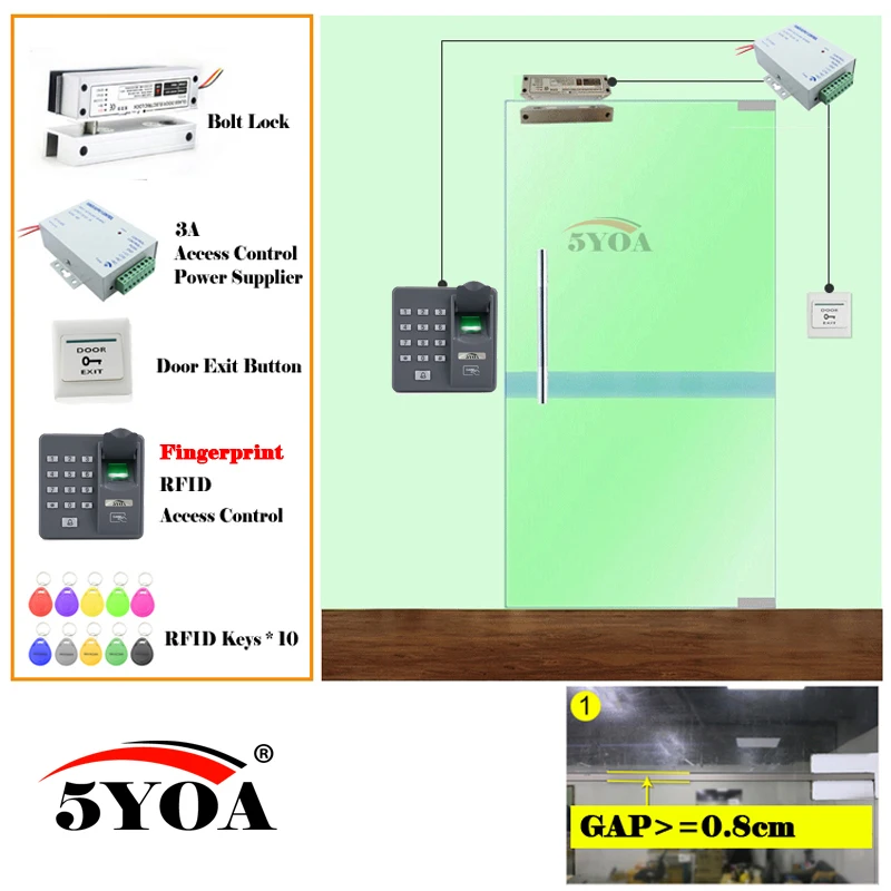 Отпечаток пальца RFID система контроля доступа комплект деревянные очки дверной набор Электрический магнитный замок ID карта источник питания Кнопка выхода