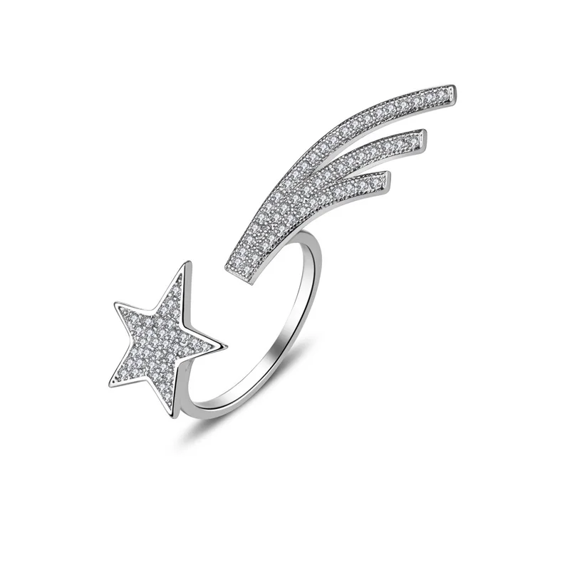 2019 New Fashion White Wing Star AAA Zircon Open Ring For Women Ladies Girls Birthday Party Wedding Gifts Jewelry Wholesale | Украшения и