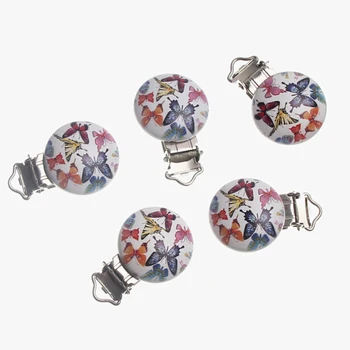 

Wooden Baby Pacifier Clips Holders Child Funny pacifier Holder 5pcs 44x29x17mm Butterfly Pattern Cute Pacifier Clasps
