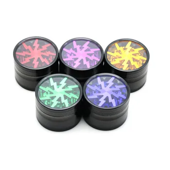 

1PC Lightning Style 63mm 2.5" 4 Pieces Herb Grinder 5 Colors Smoke Cigarette Machine Hand Crusher Pollen Spice Tobacco Grinder