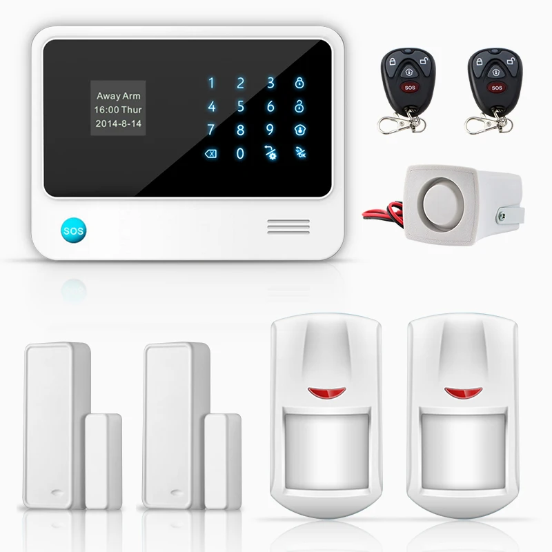 2 X Wireless PIR Motion detector Door Sensor Remote control G90B WIFI GSM GPRS Alarm System can Compatible WIFI IP Camera APP