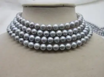 

beautiful 78" 10-9MM NATURAL SOUTH GRAY PEARL NECKLACE YELLOW CLASP