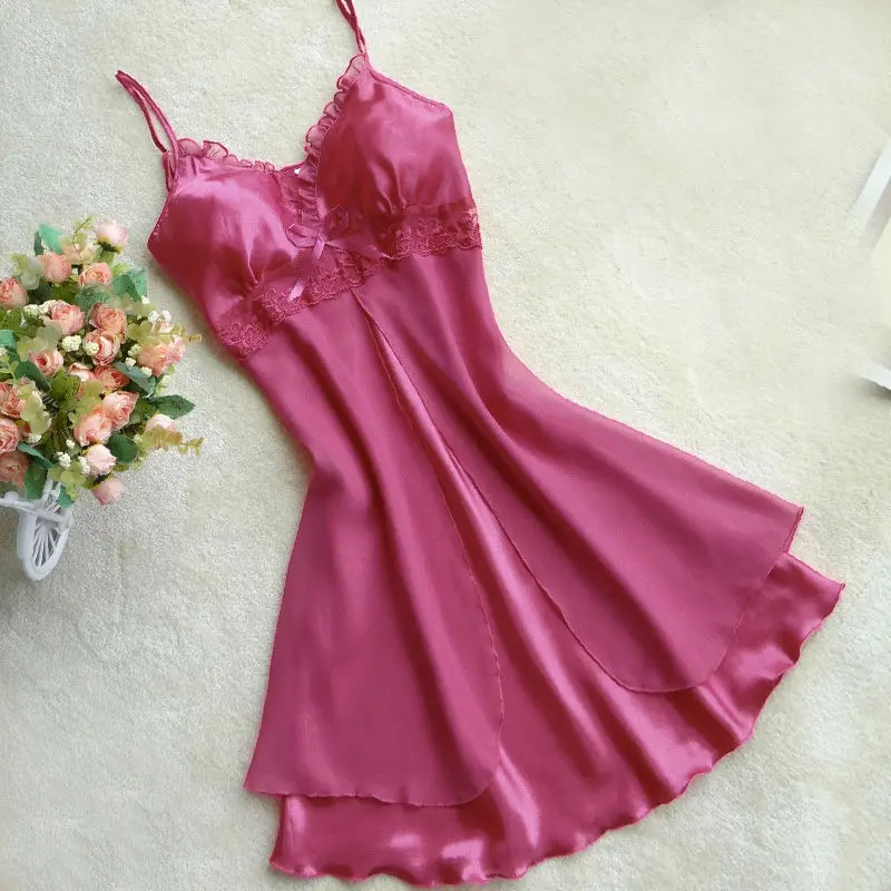 Новая Модная шелковая Женская одежда для сна летняя стильная ночная рубашка женская домашняя одежда