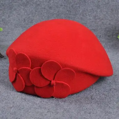 Red MAERSHEI винтажная черная шерстяная шляпа с куполом и бантом в виде листка лотоса, большая женская осенняя и зимняя шапка, темпераментная шапка - Цвет: Red