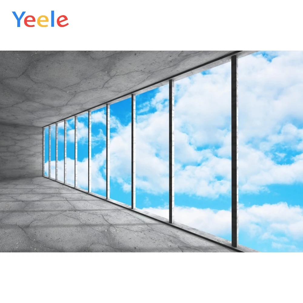 

Yeele Blue Sky White Clouds Window Frame Interior Photography Backgrounds Customized Photographic Backdrops for Photo Studio