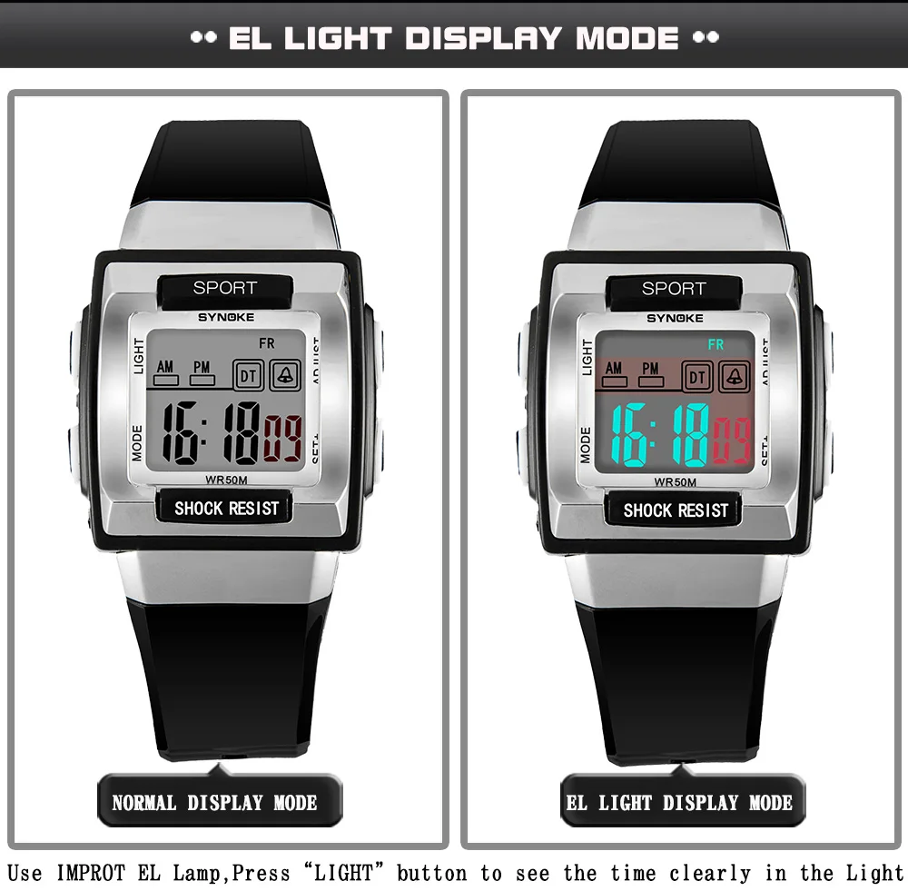 SYNOKE мальчики девочки спортивные светодиодные цифровые наручные часы светящаяся Дата Будильник водонепроницаемые часы для дайвинга