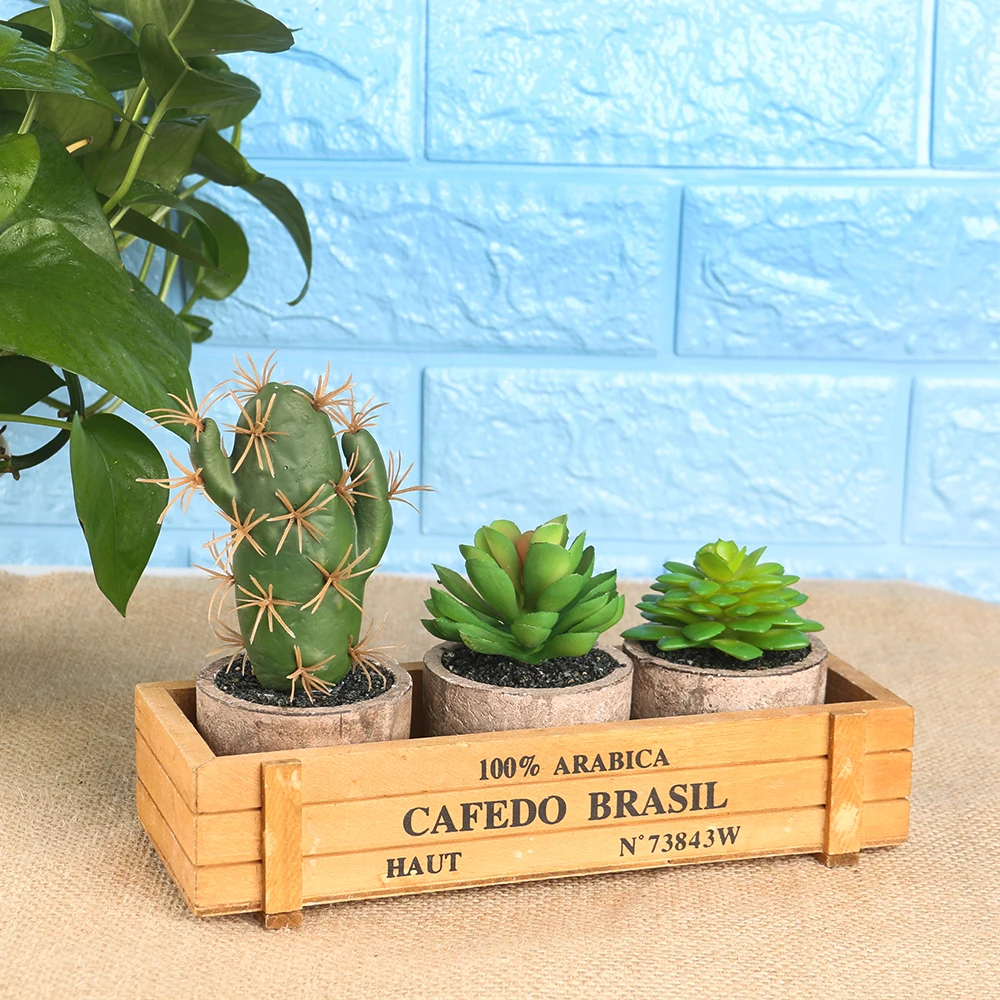 Artificial Succulents Plant w//Pot Fake Cactus Alow Bonsai Home Garden Decor Cool