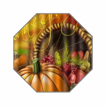 

Thanksgiving Day Pumpkin Decor Custom Umbrella Waterproof Sun Rain 100% Fabric Aluminium High-Quality Foldable Umbrella