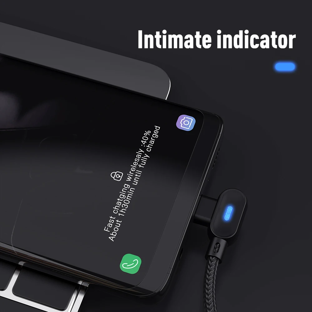 KEYSION 3.1A L-type USB-C кабель для samsung S10 S9 Note9 зарядное устройство кабель светодиодный свет Телефон Играть Игра type-C кабель для Xiaomi huawei