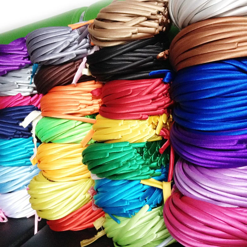 

2PCS 10mm Satin Fabric full covered Plain Plastic Hair Headbands hairbands for DIY kids girls hair accessories