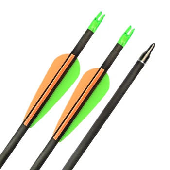 

12 Pcs Arrows Carbon Fiber Arrow spine 400 500 600 Hunter Nock Hunting Shooting Archery Bow Outdoor Sport Free Shipping