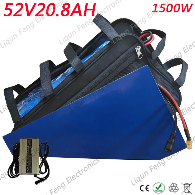 Flash Deal Free Tax Powerful 52V 1200W 1500W Electric Bike Triangle Battery 52V 20AH Lithium Battery with 40A BMS and 58.8V 4A Fast Charger 0