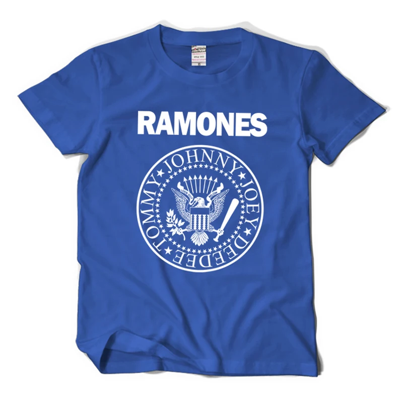 Горячие Продажи Моды beatles регулярные Футболки Шелкография Ramones Ретро Логотип