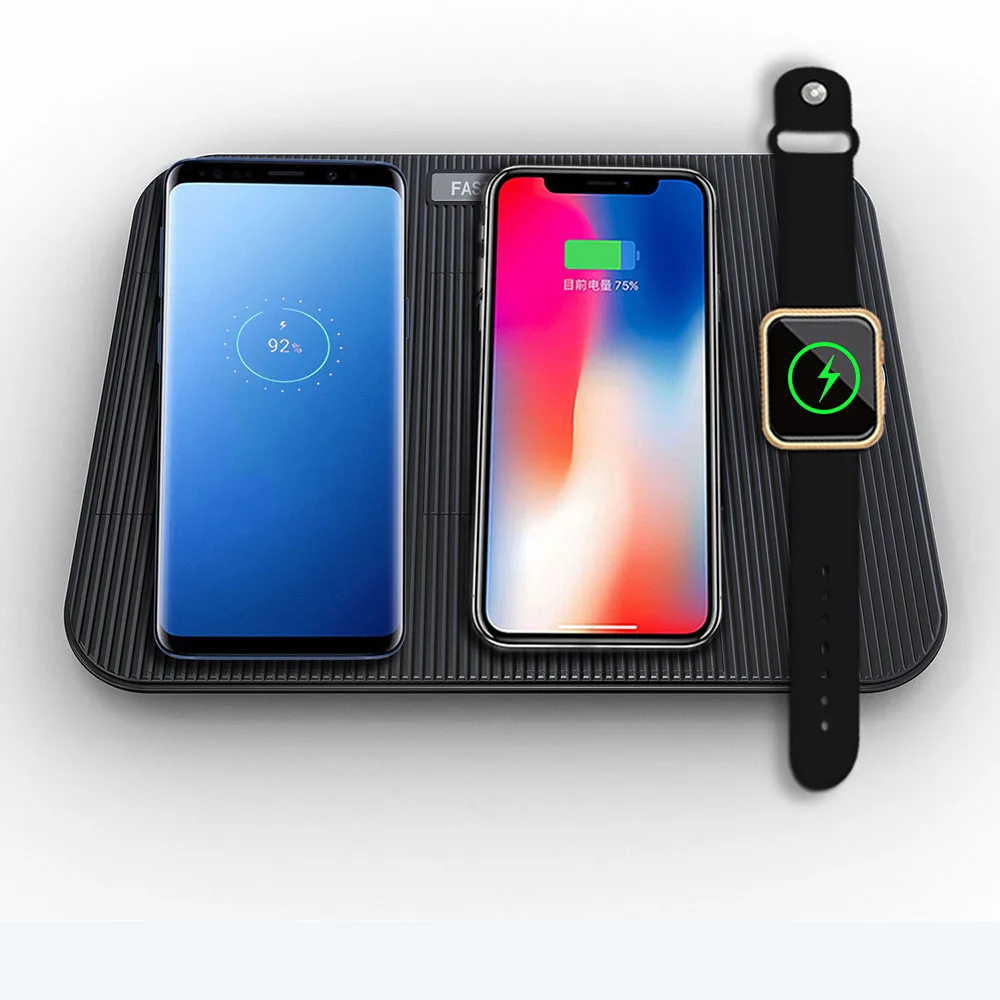 4 в 1 Qi Беспроводное зарядное устройство для Apple Watch 1 2 3 4 Iphone 8 X XR XS samsung Note 8 S8 Вертикальная Складная быстрая Беспроводная зарядка