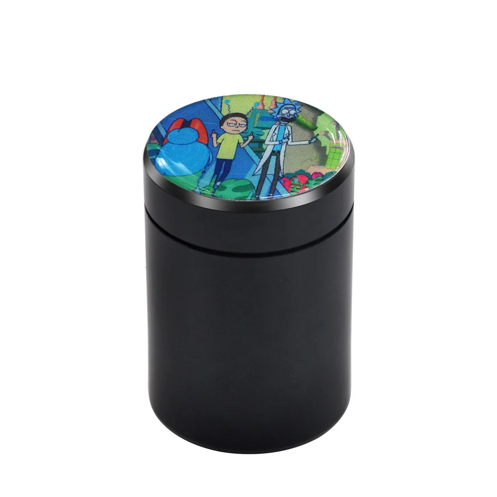 Rick And Morty Pill Box Water Proof Airtight Aluminum Drug Case Bottle Holder Container Bottle For / Herb / Tobacco Storage