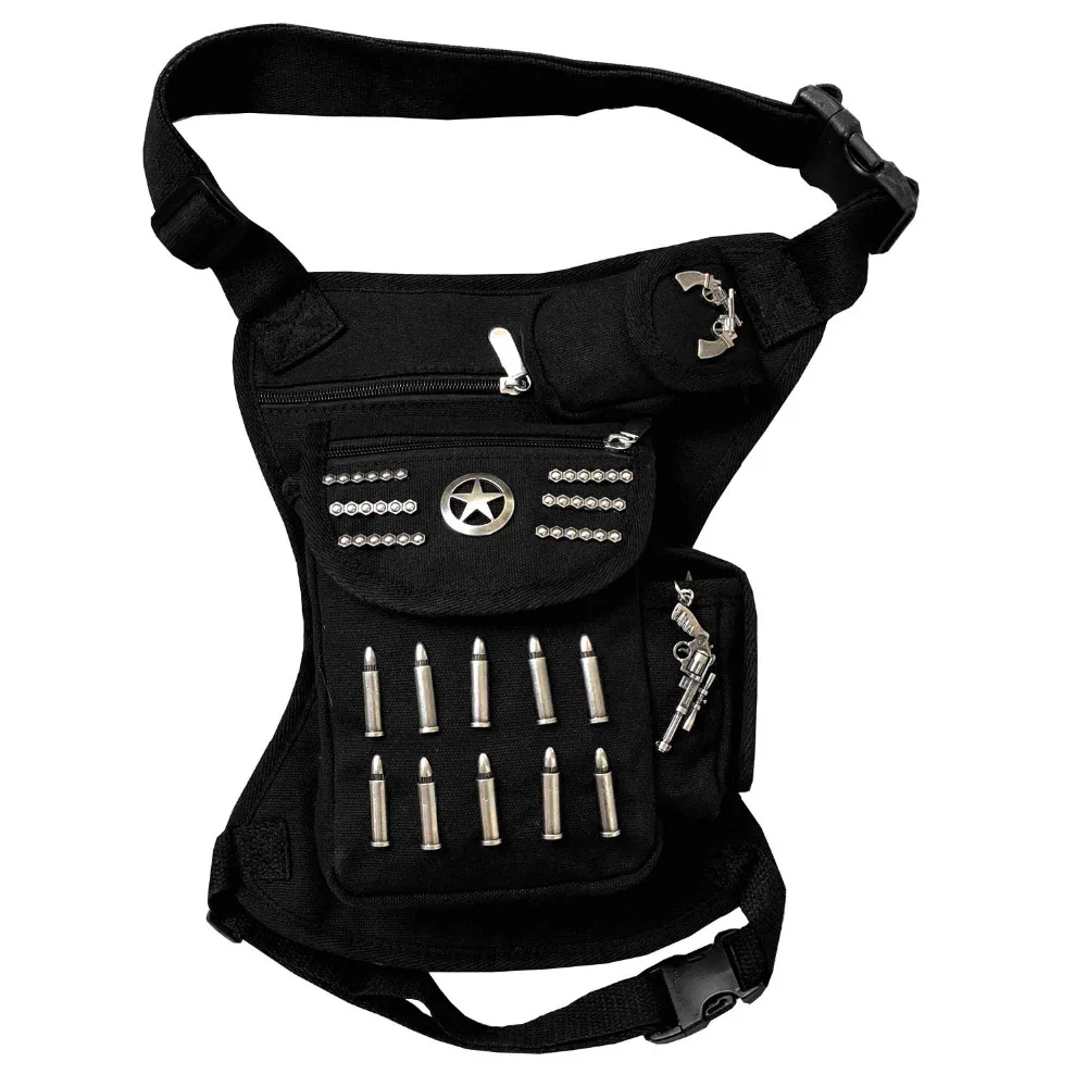 Bullet Studded Goth Biker Motorcycle Fanny Pack Hip Waist Bag in Waist